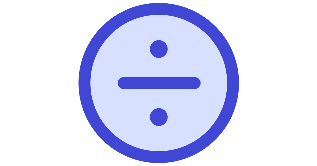 Division circle interface math divided by sign mathematics smiley